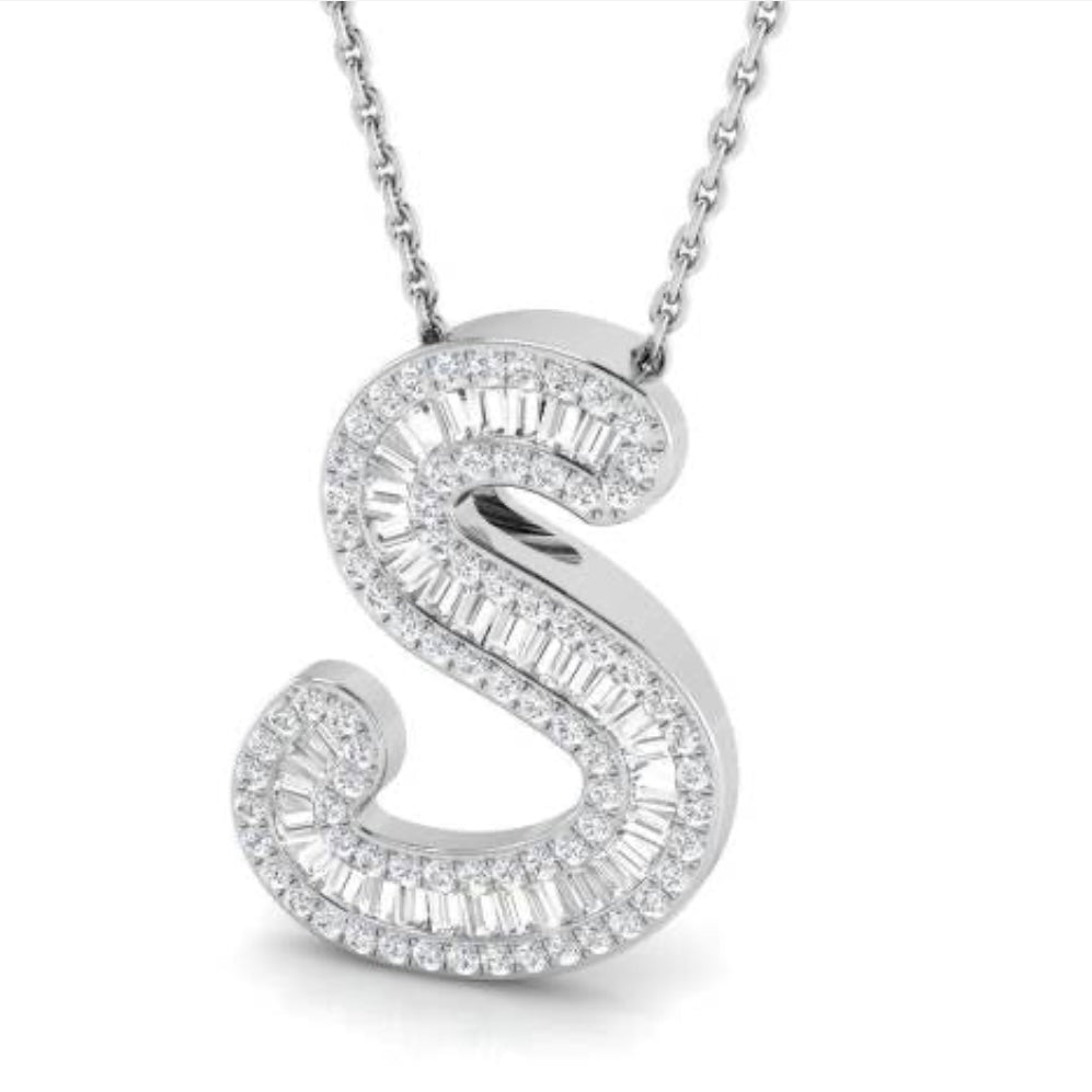 'S' Initial Baguette Pendant