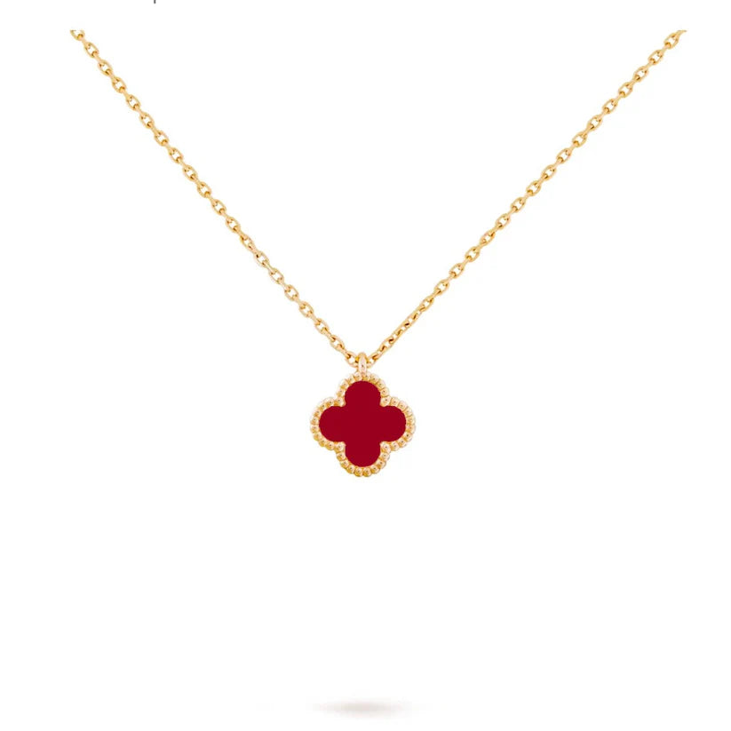 Single Clover Necklace Mini - Carnelian